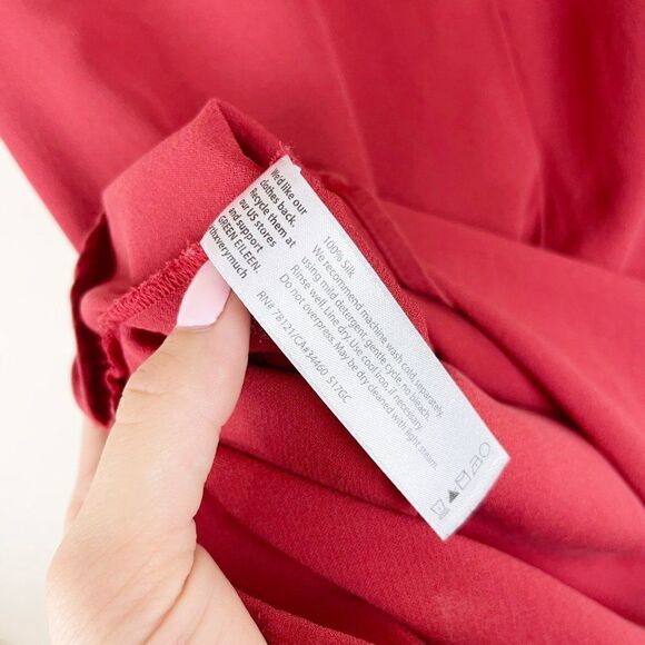 Eileen Fisher Burnt Orange Short Sleeve Silk Pop Over Blouse Top Small - Picture 7 of 7